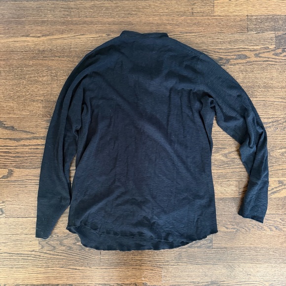 Wings+Horns Long Sleeve Henley Black Slub Knit Men’s Henley XL - Picture 2 of 2